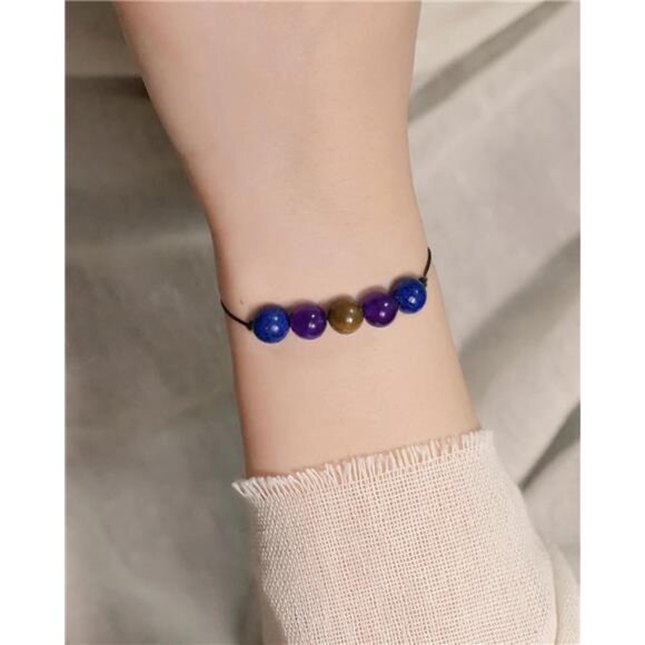 amethyst crystal healing stone bracelet anxiety relief adjustable gemstone gift - Picture 3 of 7